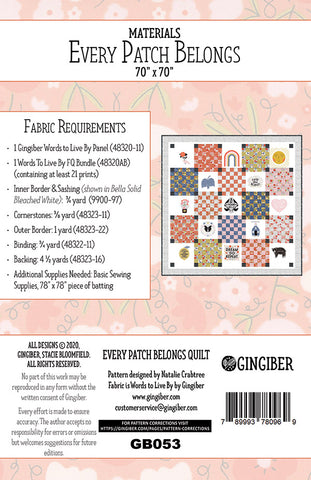Every Patch Belongs Quilt Pattern by Gingiber
