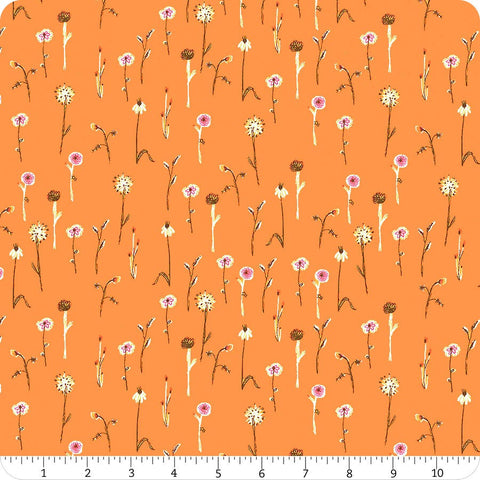 Far Far Away 3 Burnt Orange Wildflowers Yardage by Heather Ross for Windham Fabrics