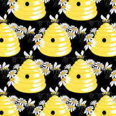 Sunny Bee Black Bee Hive Yardage by Andover Fabrics for Andover Fabrics