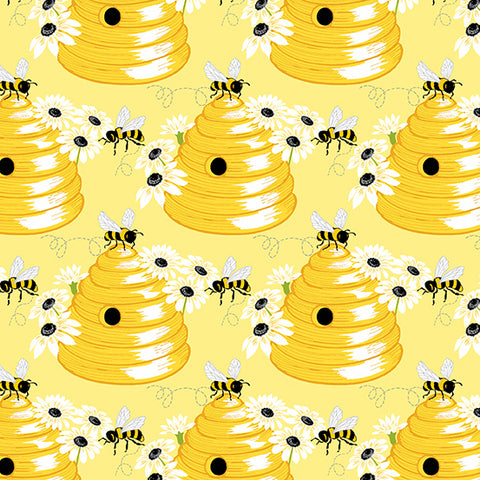 Sunny Bee Yellow Bee Hive Yardage by Andover Fabrics for Andover Fabrics