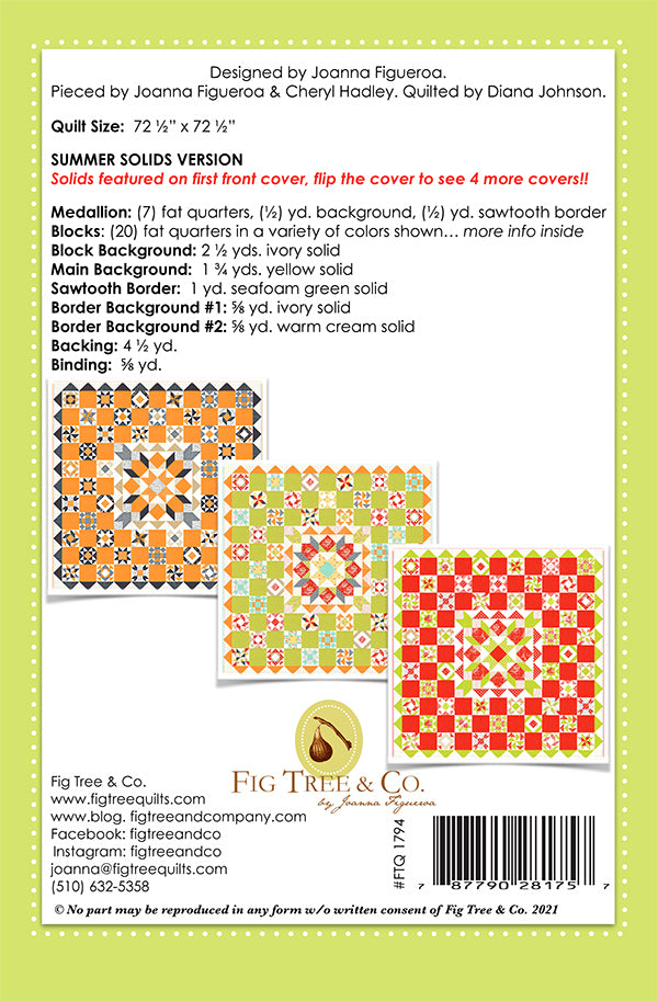 Medallion Sampler Quilt Pattern by Fig Tree & Co