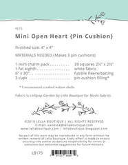 Mini Open Heart Pin Cushion Pattern by Lella Boutique